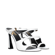 Sandale cu toc stiletto Versace albe din piele