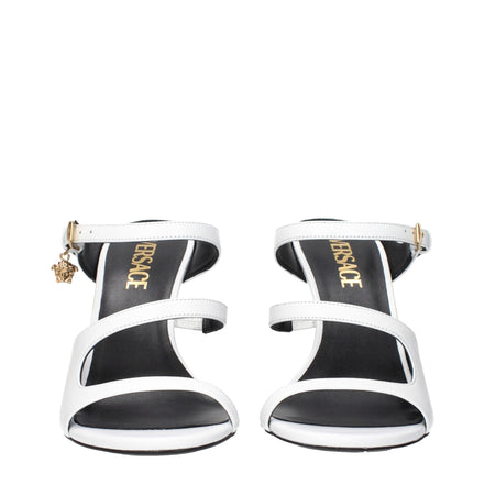 Sandale cu toc stiletto Versace albe din piele