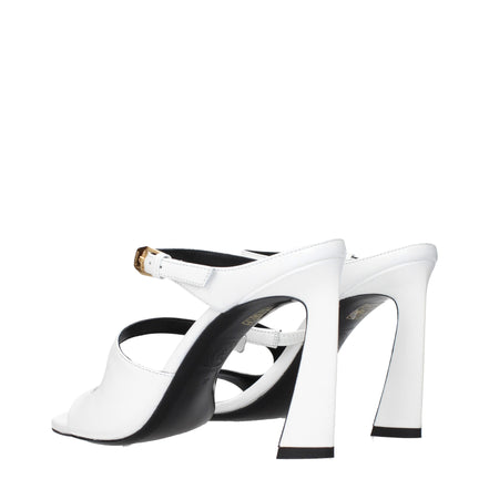Sandale cu toc stiletto Versace albe din piele