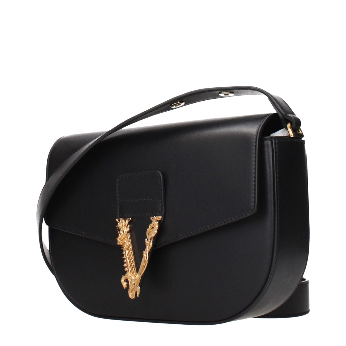 Versace Geantă Crossbody Neagră din Piele