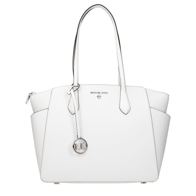 Geantă de umăr Michael Kors albă din piele