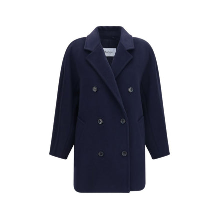 Max Mara Blue Wool Full-Length Jacket