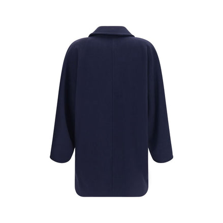 Max Mara Blue Wool Full-Length Jacket