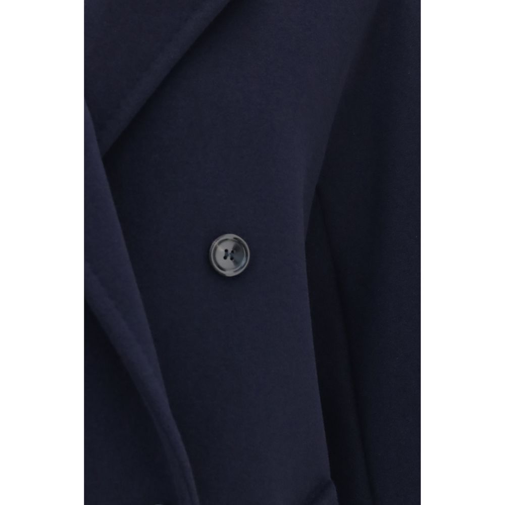 Max Mara Geacă Lungă Albastră din Lână