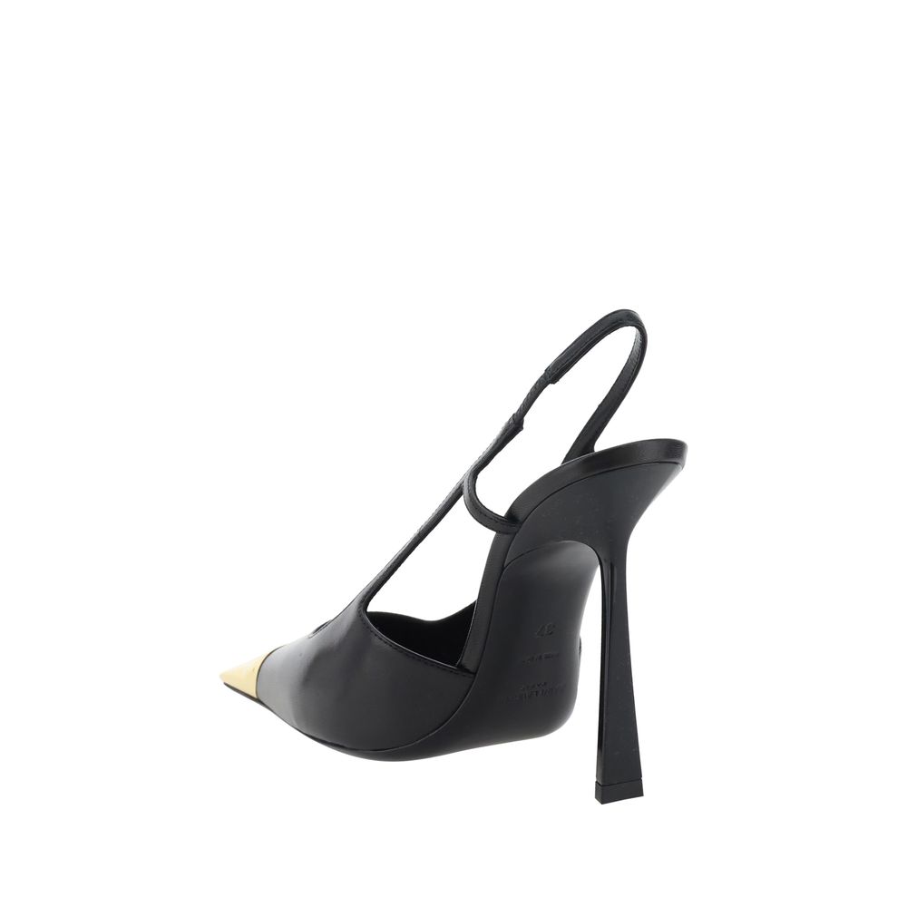 Saint Laurent Pantofi cu Toc Negri din Piele de Miel