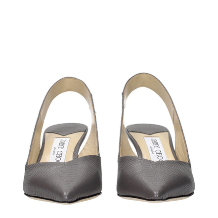 Jimmy Choo Gray Leather High Heel Sandals