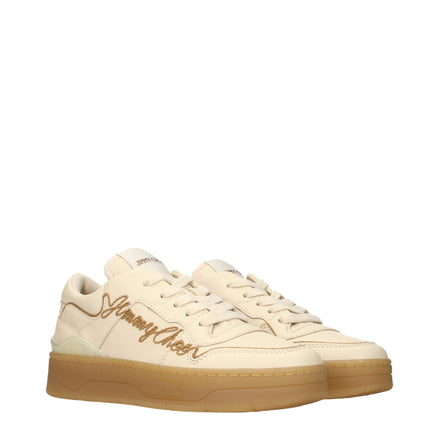 Sneakers low top Jimmy Choo bej din piele pentru femei