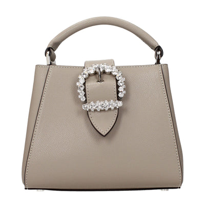 Geantă Jimmy Choo gri din piele Cherish taupe