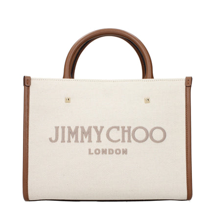 Geantă Jimmy Choo bej din material textil Avenue Tote
