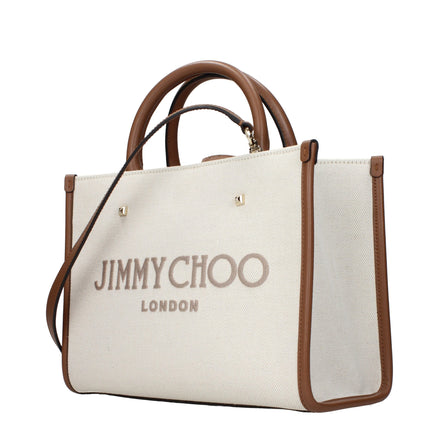 Geantă Jimmy Choo bej din material textil Avenue Tote
