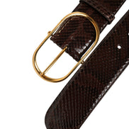Dolce & Gabbana Curea Maro din Piele de Piton cu Cataramă din Metal Auriu