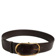 Dolce & Gabbana Curea Maro din Piele de Piton cu Cataramă din Metal Auriu