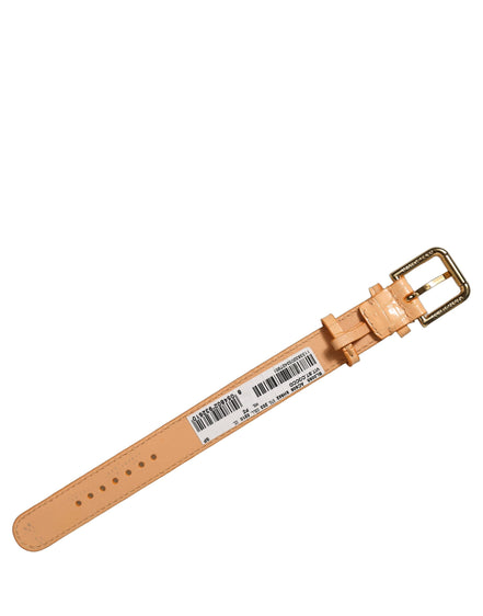 Brățară Dolce & Gabbana bej din piele cu imprimeu croco texturat