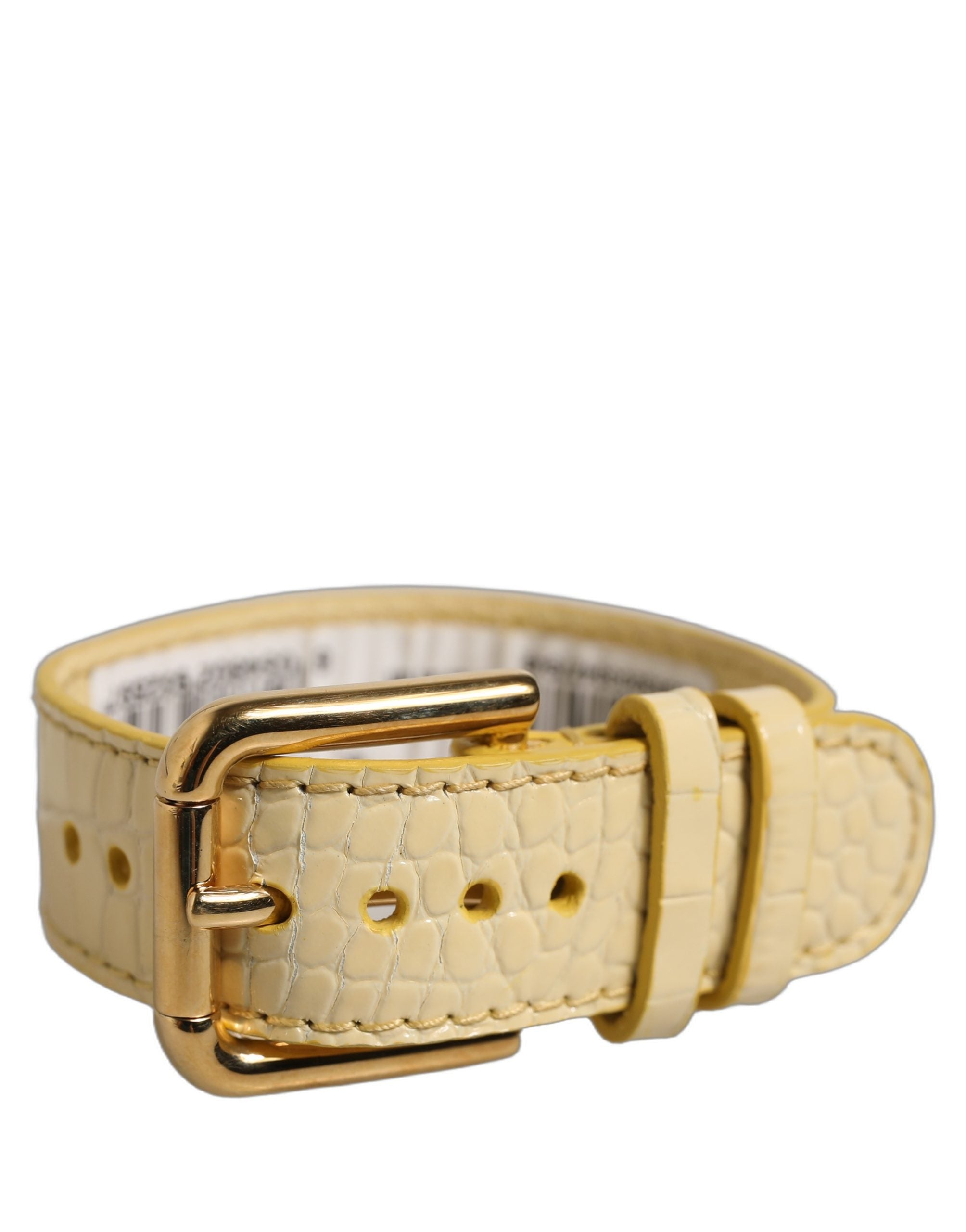 Brățară Dolce & Gabbana bej din piele cu imprimeu croco