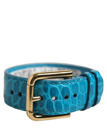 Brățară Dolce & Gabbana albastră din piele croco cu cataramă aurie