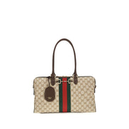 Geantă Gucci bej din material textil Horsebit Web