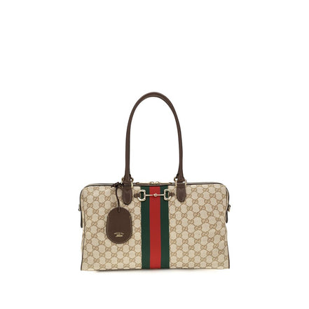 Geantă Gucci bej din material textil Horsebit Web