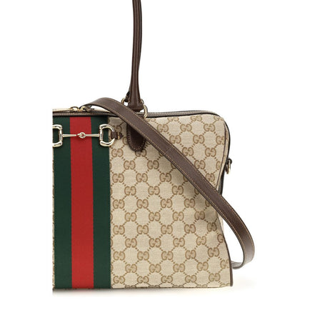 Geantă Gucci bej din material textil Horsebit Web