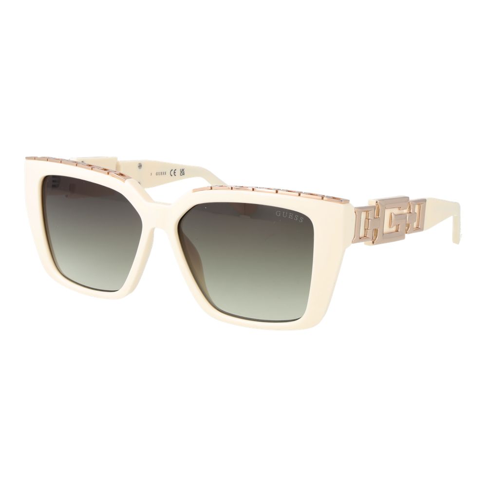 Ochelari de soare Guess albi din plastic cu punte îngustă