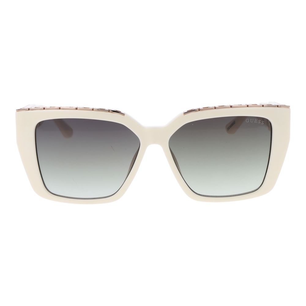 Ochelari de soare Guess albi din plastic cu punte îngustă