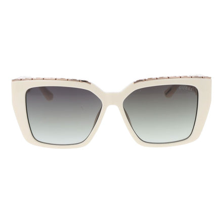 Ochelari de soare Guess albi din plastic cu punte îngustă