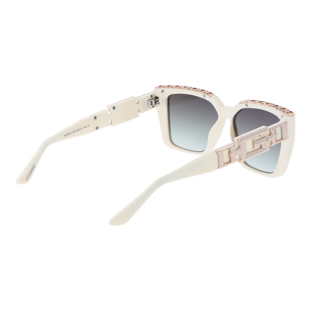 Ochelari de soare Guess albi din plastic cu punte îngustă