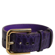 Dolce & Gabbana Violet Embossed Leather Gold Buckle Belt Strap Bracelet