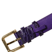 Dolce & Gabbana Violet Embossed Leather Gold Buckle Belt Strap Bracelet