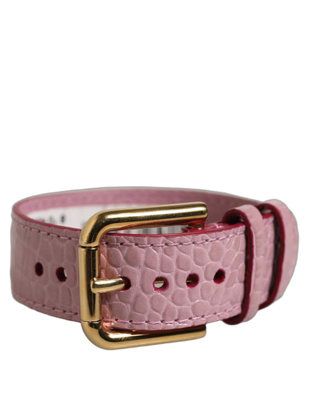 Brățară Dolce & Gabbana roz din piele croco cu cataramă aurie