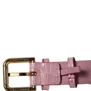 Brățară Dolce & Gabbana roz din piele croco cu cataramă aurie