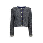 Cardigan Balmain albastru din poliamidă