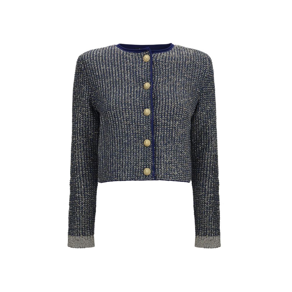 Cardigan Balmain albastru din poliamidă