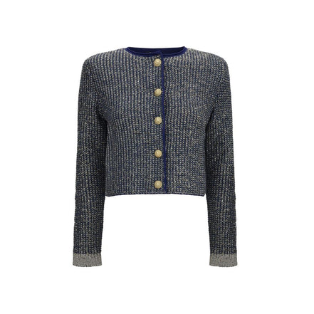 Cardigan Balmain albastru din poliamidă