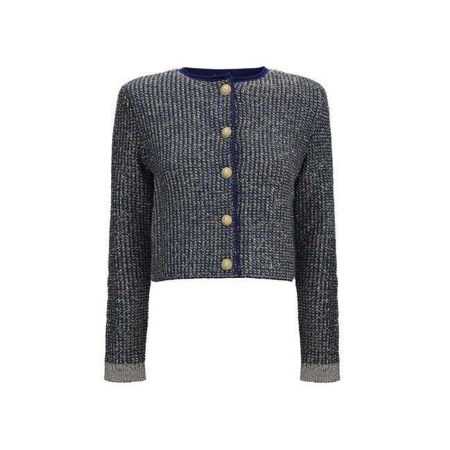 Cardigan Balmain albastru din poliamidă