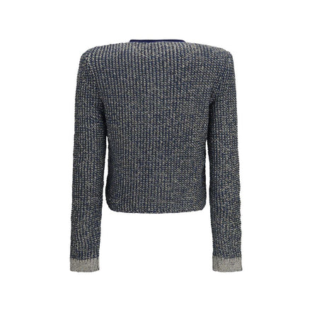 Cardigan Balmain albastru din poliamidă