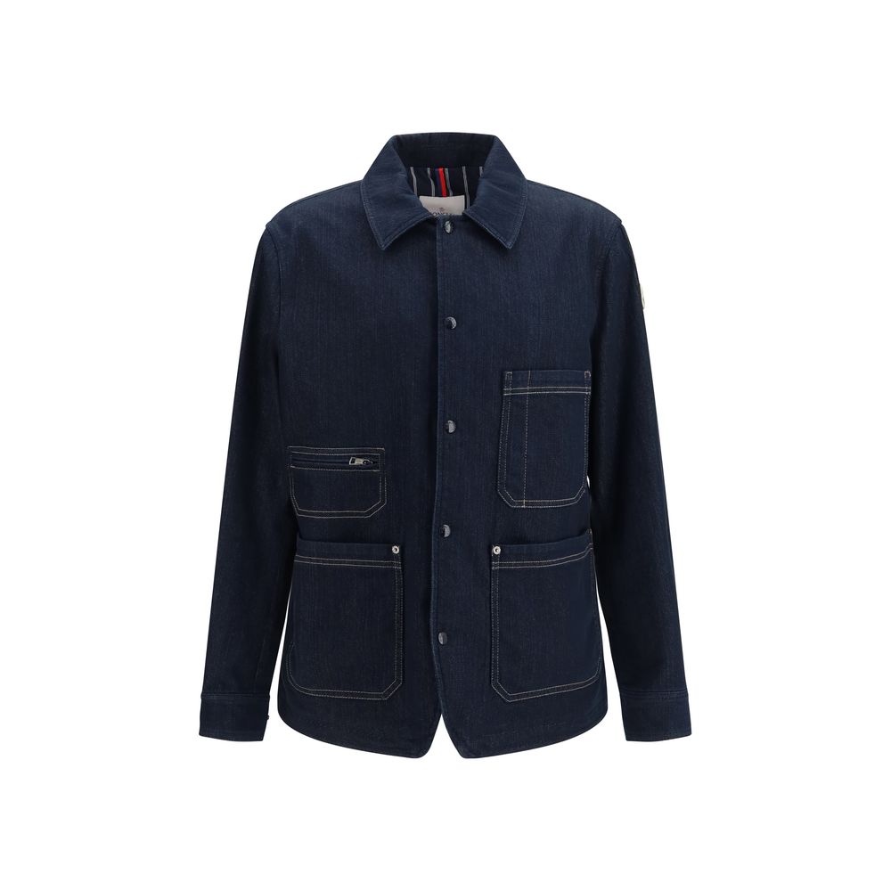 Moncler Geacă Denim Albastră din Bumbac
