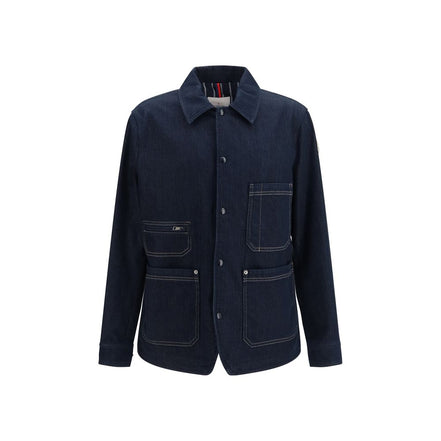 Moncler Geacă Denim Albastră din Bumbac