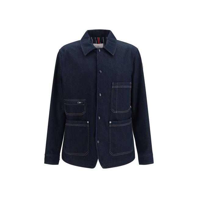 Moncler Geacă Denim Albastră din Bumbac