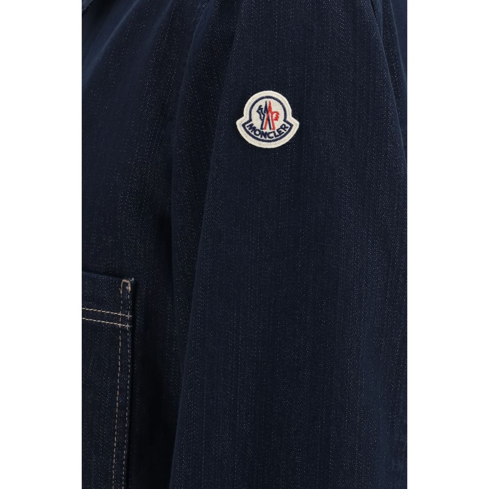 Moncler Geacă Denim Albastră din Bumbac
