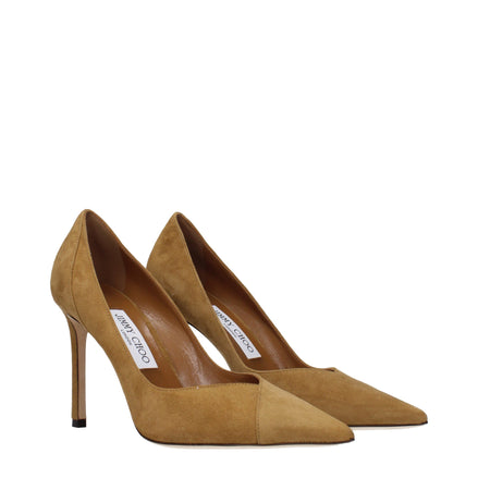 Pantofi cu toc înalt Jimmy Choo maro din piele întoarsă