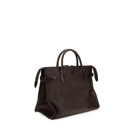 Valentino Garavani Brown Calf Leather Bos Taurus Shoulder Bag
