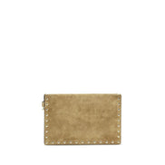 Valentino Garavani Beige Suede Leather Clutch Bag