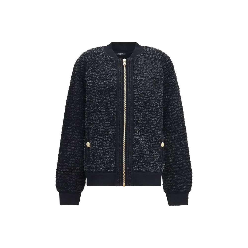 Balmain Geacă Bomber Neagră din Viscoză