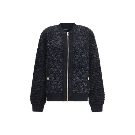 Balmain Geacă Bomber Neagră din Viscoză
