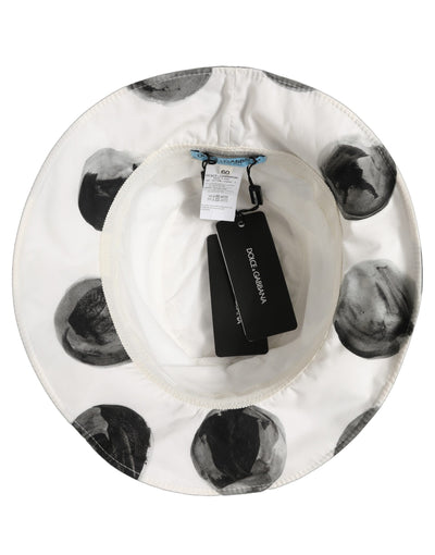 Pălărie bucket Dolce & Gabbana albă din bumbac cu buline