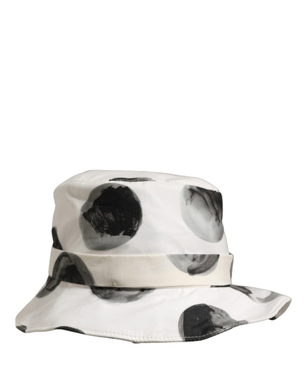 Pălărie bucket Dolce & Gabbana albă din bumbac cu buline
