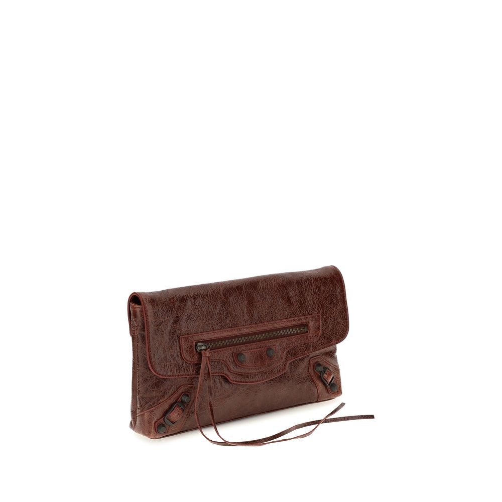 Balenciaga Bordeaux Lambskin Clutch Bag