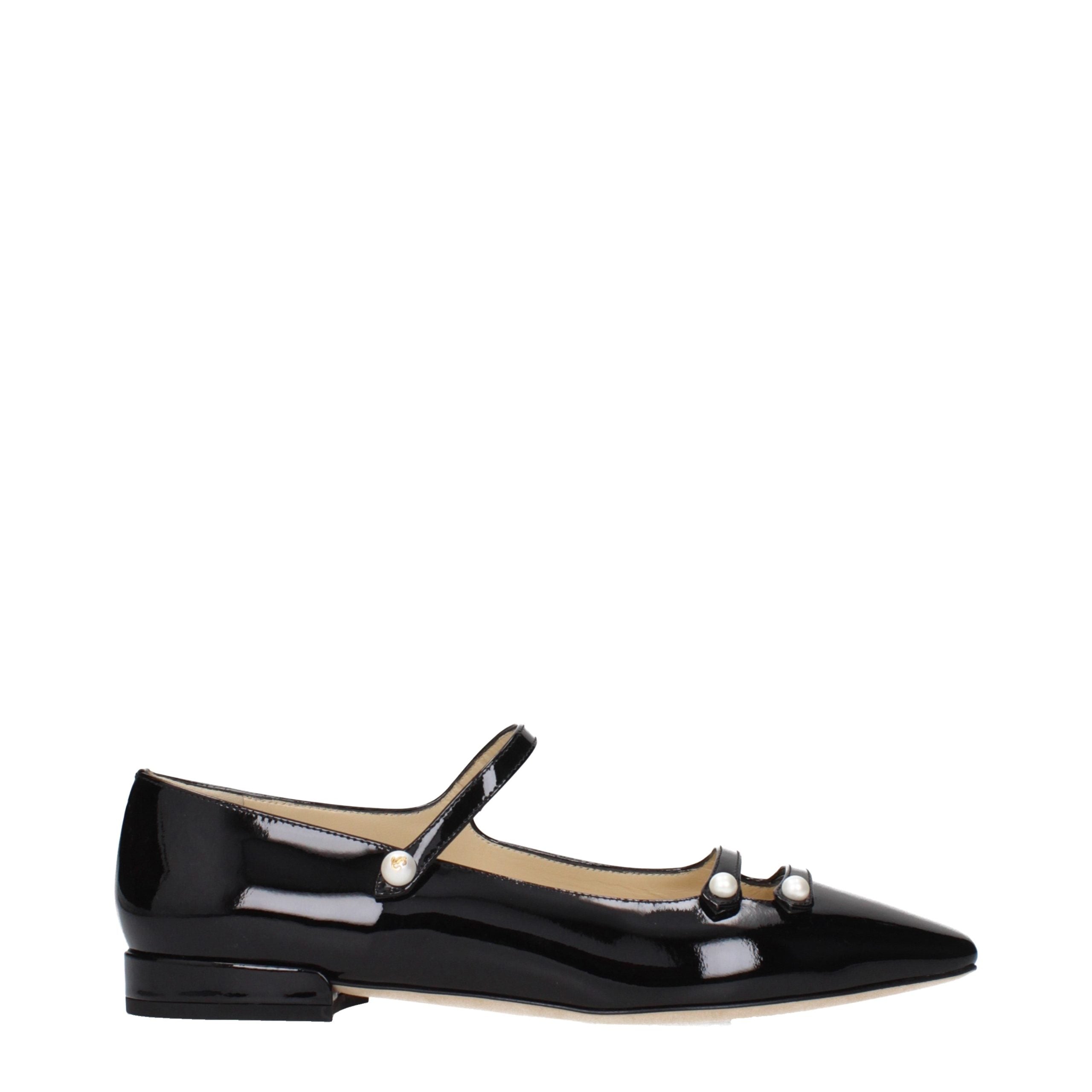 Balerini Jimmy Choo negri din piele lăcuită
