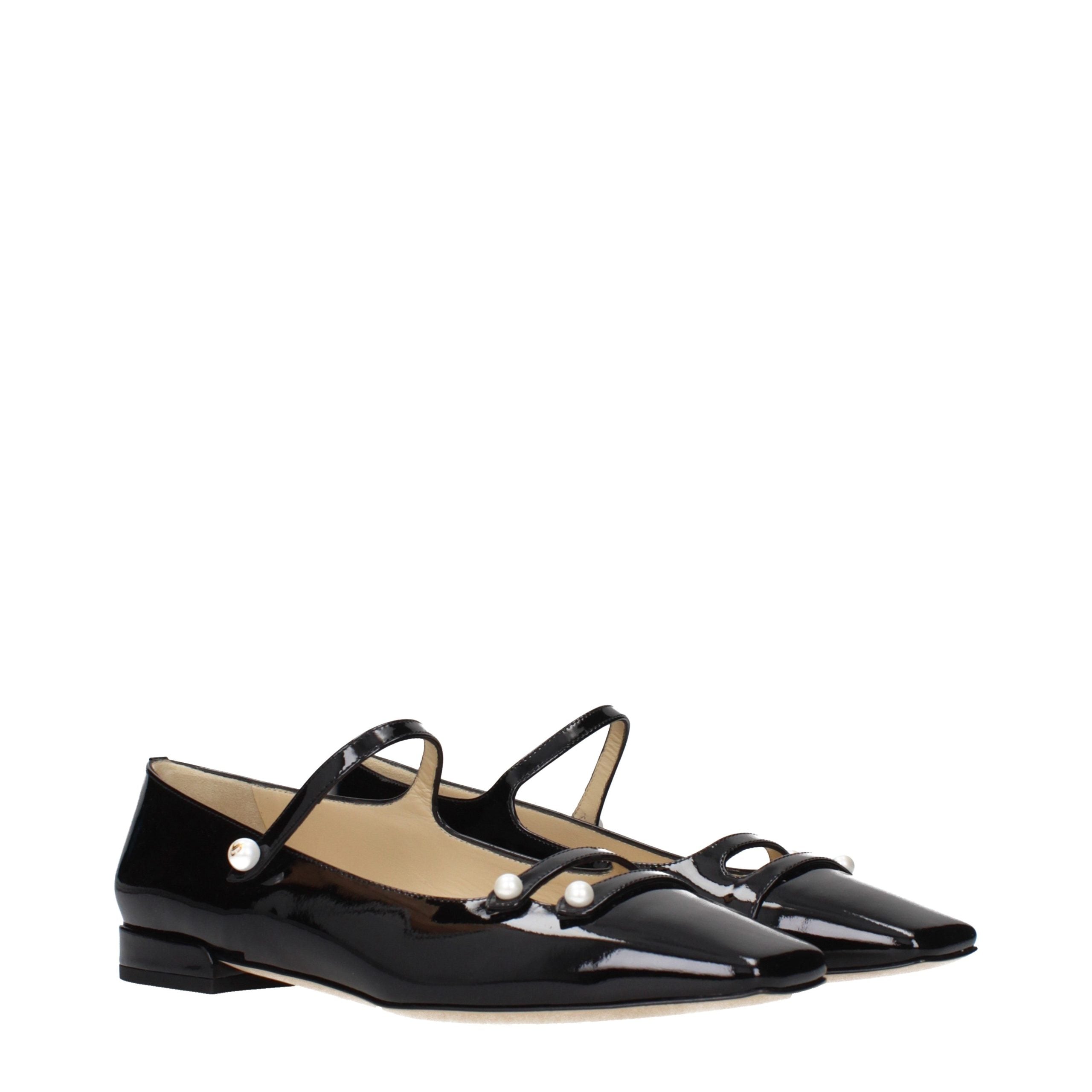 Balerini Jimmy Choo negri din piele lăcuită