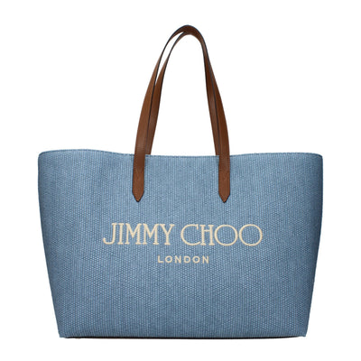 Geantă pe umăr Jimmy Choo bleu din material textil